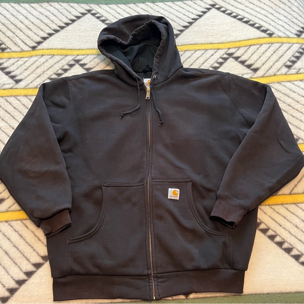 Carhartt Men’s Zip Up Sweatshirt J149 BLK Thermal Lined